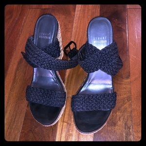 Stuart Weitzman “Elsie” blk espadrille wedges 7.5